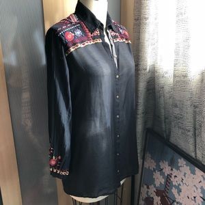Johnny Was /3J Vintage Embroidered Button down Tunic Dress